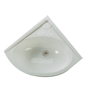 Lavabo d'angle en plastique - 33x33x11 cm - Blanc - Abri Services